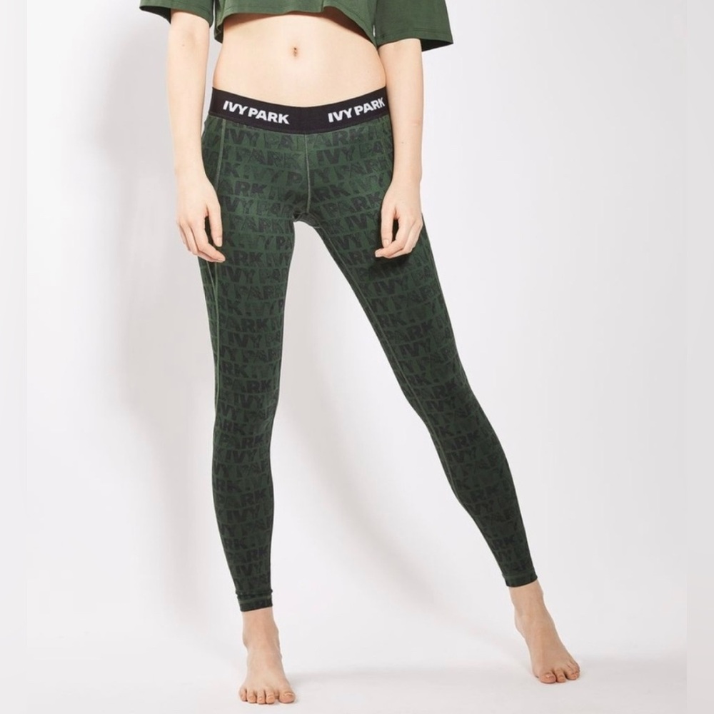 IVY PARK Dark Green Patterned Logo Leggings